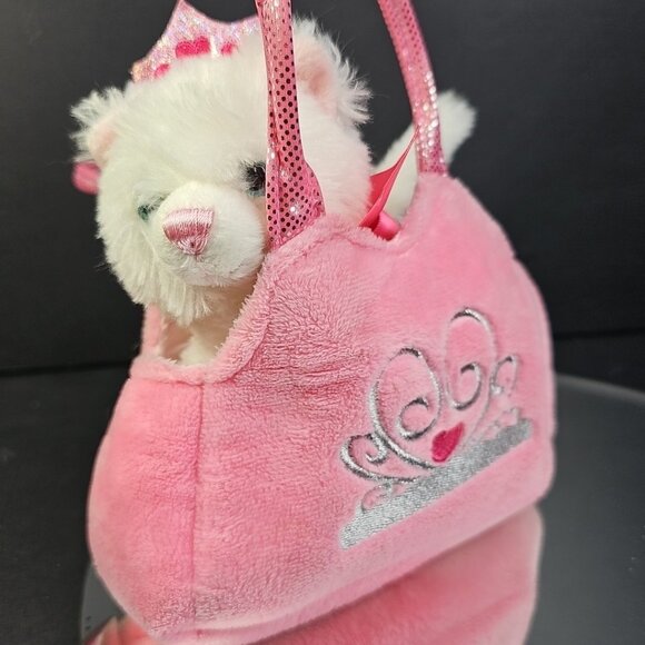 Aurora World Princess Kitten Carrier Fancy Pals Purse With White Plush Cat 7” - Picture 1 of 15